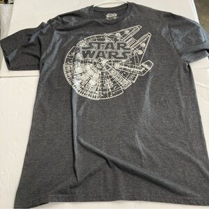 Star Wars Millenium Falcon Charcoal Gray Graphic T-Shirt men sz XL used